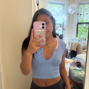 Urban Outfitters Light Blue V-Neck Crop Top